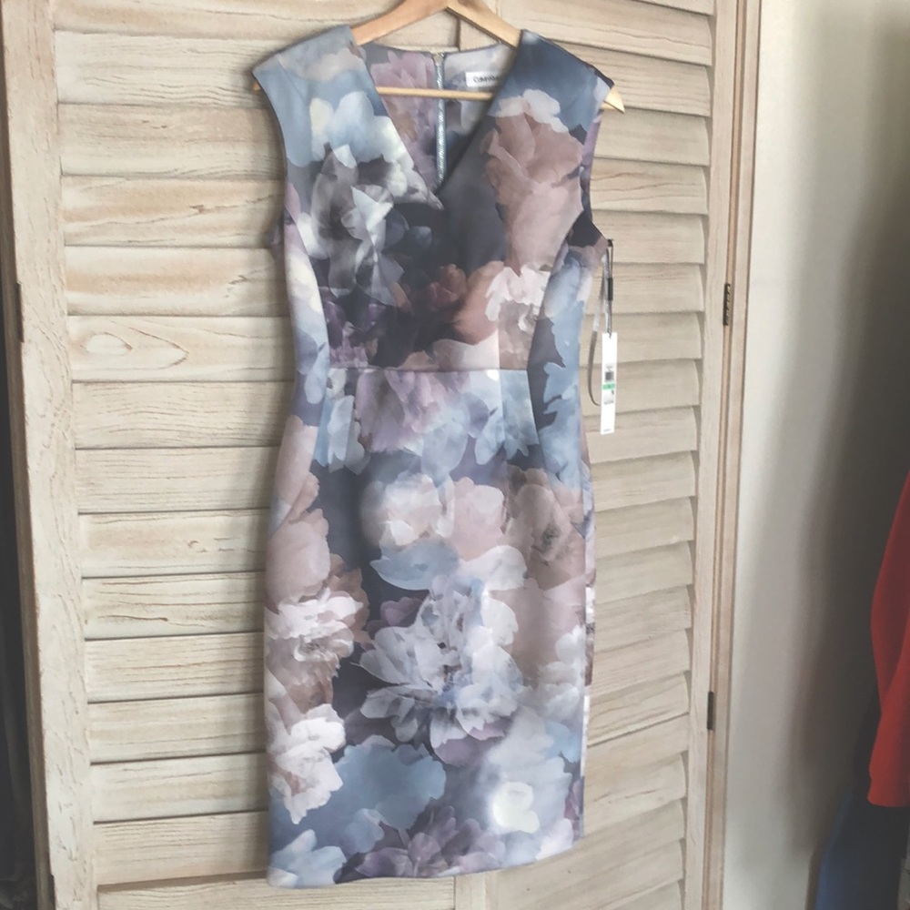 Calvin Klein size 8 pastel floral sheath dress